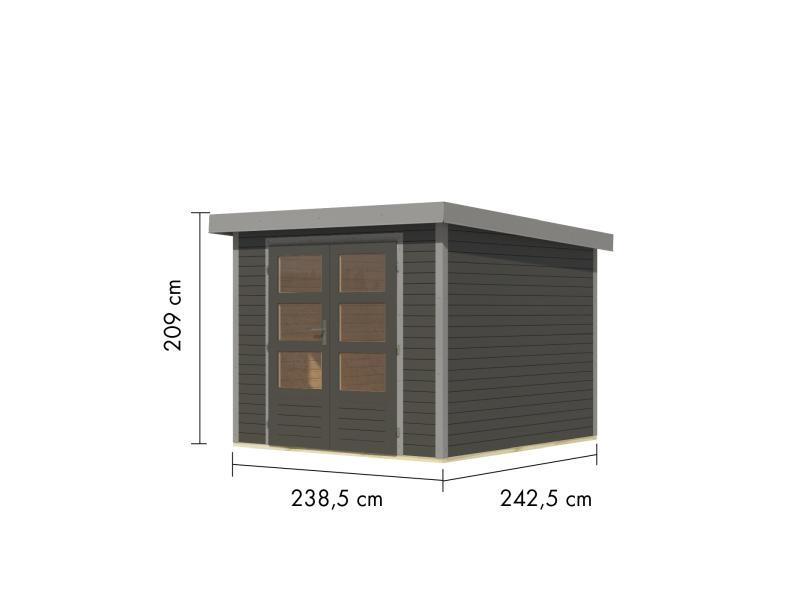 Karibu Hybrid Gartenhaus Jupiter 3,5 B terragrau/graualuminium