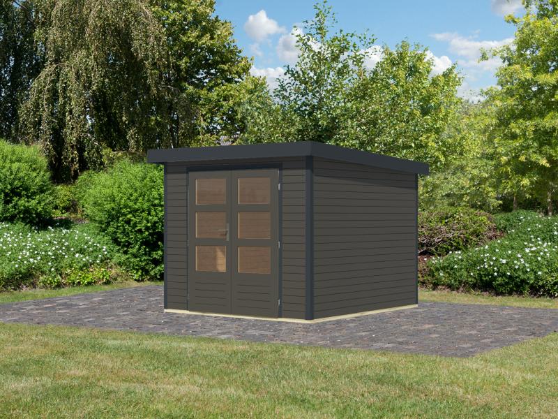 Karibu Hybrid Gartenhaus Jupiter 3,5 B terragrau/anthrazit