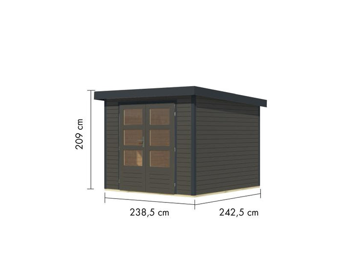 Karibu Hybrid Gartenhaus Jupiter 3,5 B terragrau/anthrazit