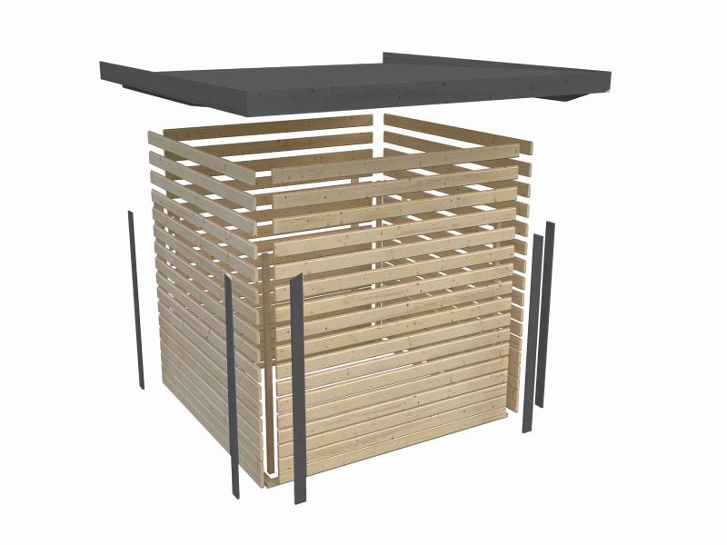 Karibu Hybrid Gartenhaus Jupiter 3,5 D wassergrau/graualuminium