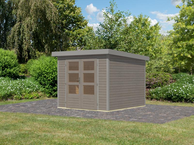 Karibu Hybrid Gartenhaus Jupiter 3,5 D wassergrau/graualuminium