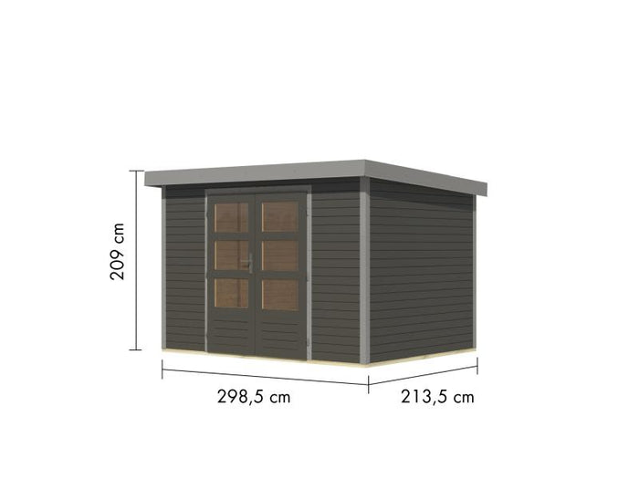 Karibu Hybrid Gartenhaus Jupiter 4 B terragrau/graualuminium