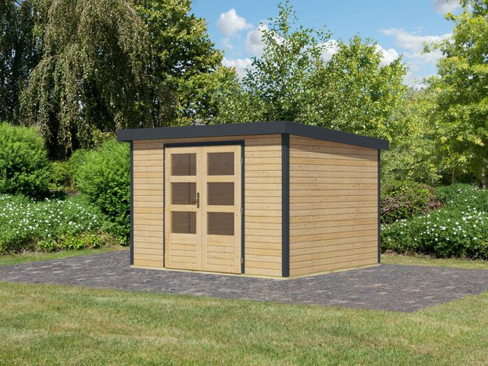 Karibu Hybrid Gartenhaus Jupiter 5 A naturbelassen/anthrazit