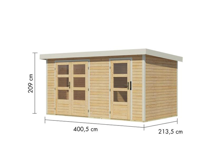 Karibu Hybrid Gartenhaus Merkur 1 A naturbelassen/weiß
