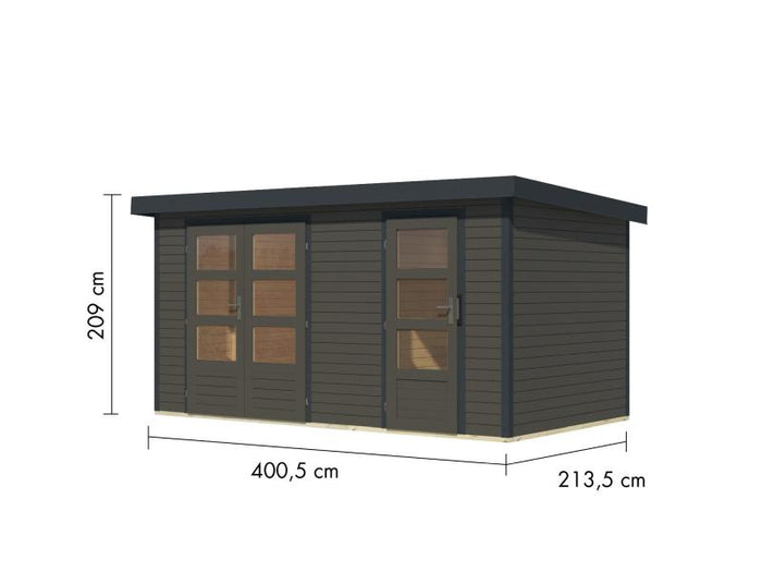 Karibu Hybrid Gartenhaus Merkur 1 B terragrau/anthrazit