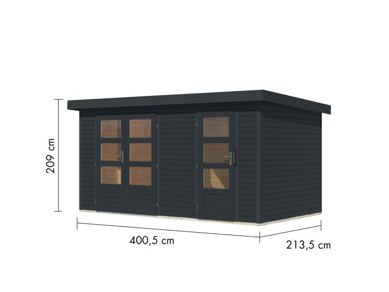 Karibu Hybrid Gartenhaus Merkur 1 C anthrazit/anthrazit