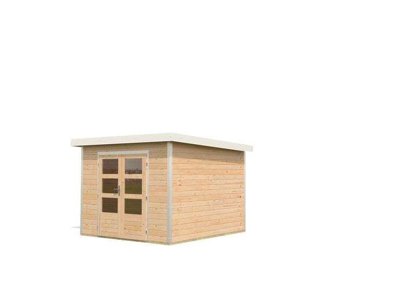 Karibu Hybrid Gartenhaus Pluto 6 A, naturbelassen/weiß, 28 mm
