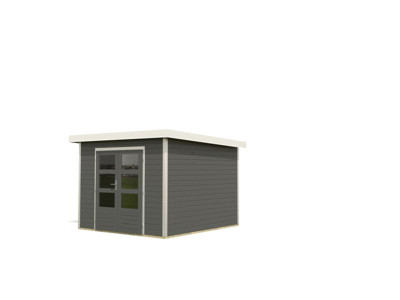 Karibu Hybrid Gartenhaus Pluto 6 B, terragrau/weiß, 28 mm