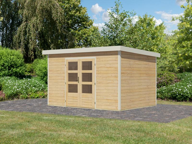 Karibu Hybrid Gartenhaus Pluto 7 A, naturbelassen/weiß, 28 mm