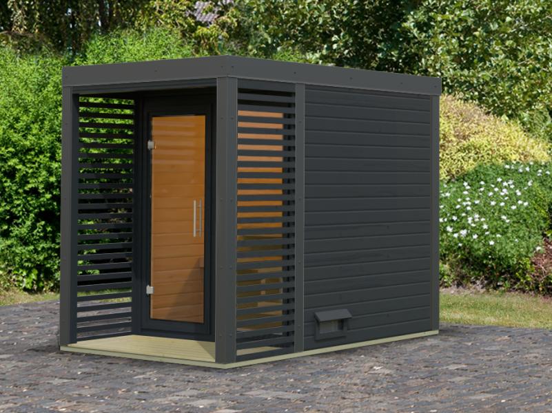 Karibu Hybrid Saunahaus Ares 1, anthrazit/anthrazit -ohne Ofen-
