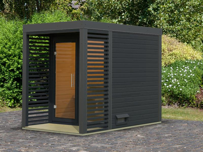 Karibu Hybrid Saunahaus Ares 1, anthrazit/anthrazit -ohne Ofen-