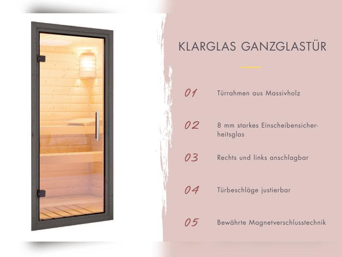 Karibu Hybrid Saunahaus Ares 2, anthrazit/anthrazit -inkl. 9 kW Ofen ext. Steuerung-