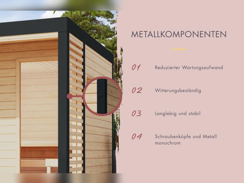 Karibu Hybrid Saunahaus Ares 2, naturbelassen/anthrazit -inkl. 9 kW Ofen ext. Steuerung-