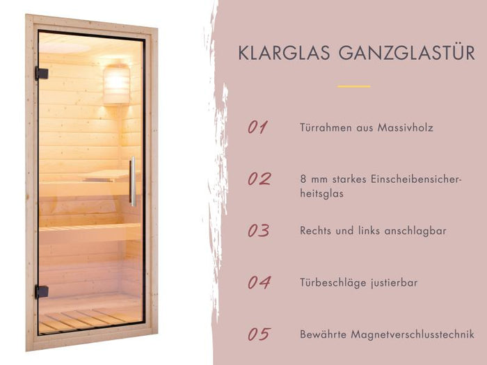 Karibu Hybrid Saunahaus Ares 2, naturbelassen/anthrazit -inkl. 9 kW Ofen ext. Steuerung-