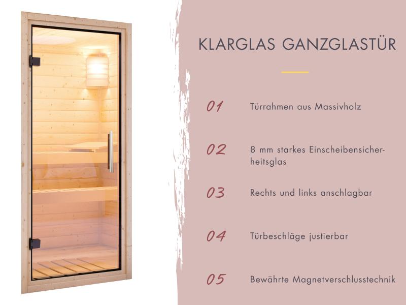 Karibu Hybrid Saunahaus Ares 3, naturbelassen/anthrazit -inkl. 9 kW Bioofen ext. Steuerung-