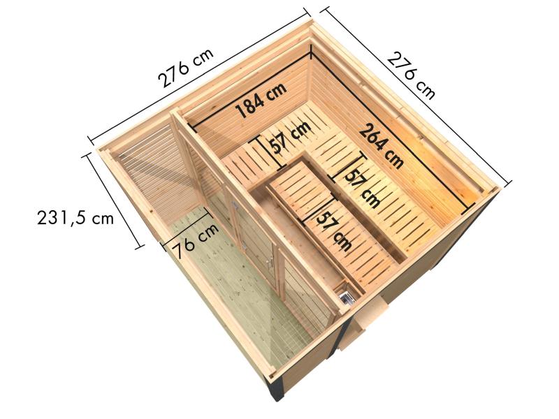 Karibu Hybrid Saunahaus Ares 3,anthrazit/anthrazit -ohne Ofen-