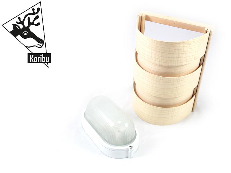 Karibu Leuchten Set mit Saunaleuchte Classic und Anschlusskabel (Starkstrom)