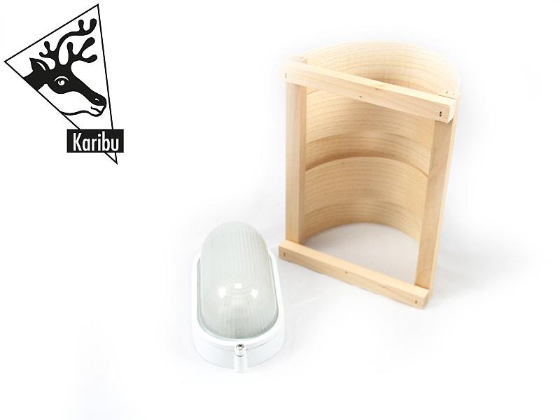 Karibu Leuchten Set mit Saunaleuchte Classic und Anschlusskabel (Starkstrom)