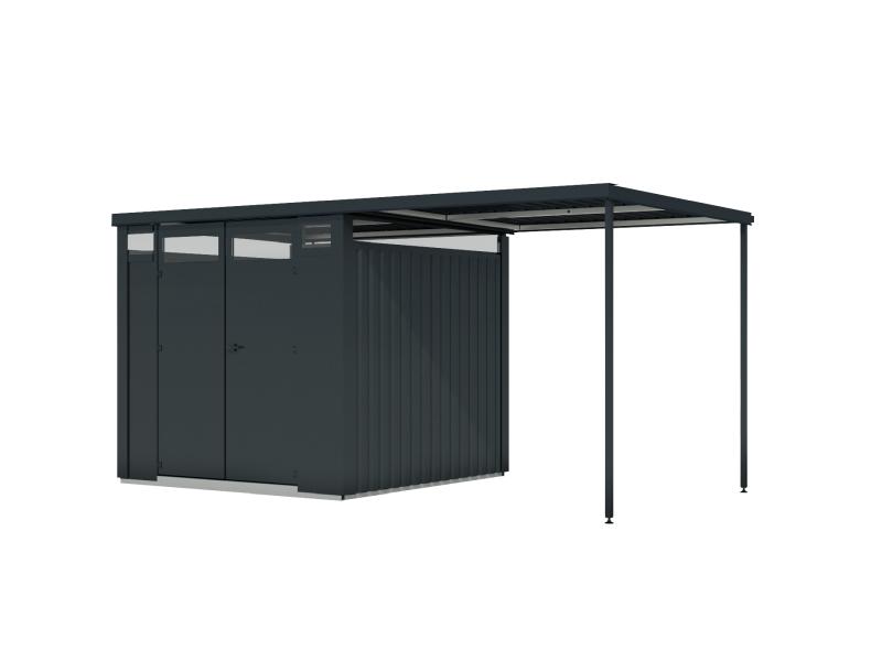 Karibu Metallgerätehaus Osten 2, anthrazit inkl. Anbaudach 2,25 m