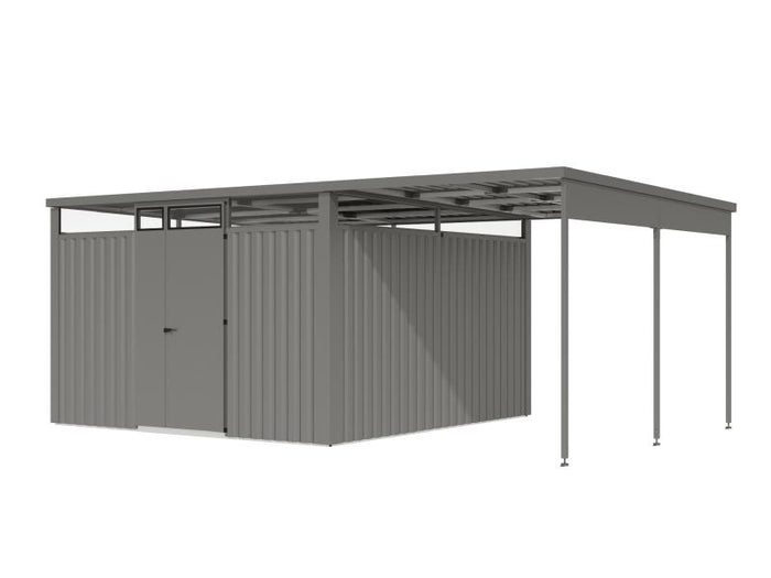 Karibu Metallgerätehaus Osten 3,5 graualuminium, inkl. Anbaudach 2,25 m