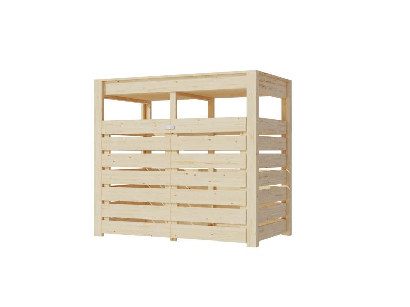 Karibu Mülltonnenbox, natur, für 2 Tonnen inkl. Hochbeet