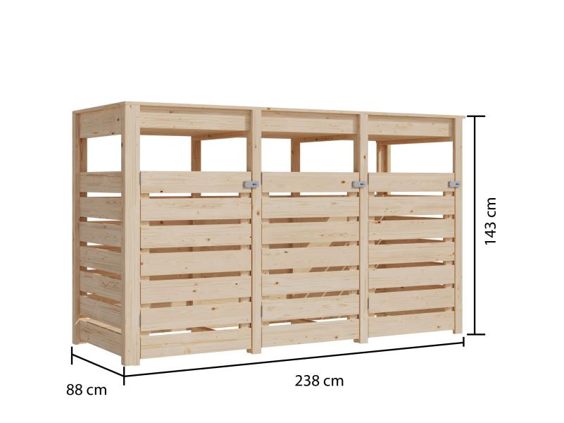 Karibu Mülltonnenbox, natur, für 3 Tonnen inkl. Hochbeet