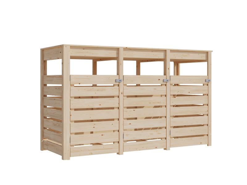 Karibu Mülltonnenbox, natur, für 3 Tonnen inkl. Hochbeet