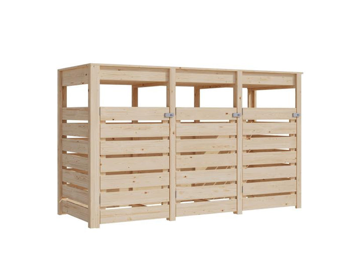 Karibu Mülltonnenbox, natur, für 3 Tonnen inkl. Hochbeet