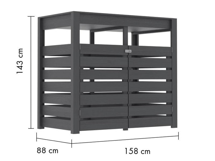 Karibu Mülltonnenbox, terragrau,  für 2 Tonnen inkl. Hochbeet