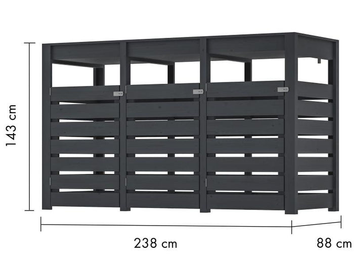 Karibu Mülltonnenbox, terragrau,  für 3 Tonnen inkl. Hochbeet