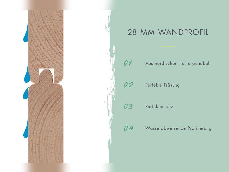 Karibu Multifunktionshaus Pultdach mit Schrank und Anbaudach 28 mm