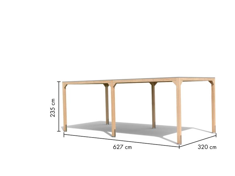 Karibu Pavillon Cubus im Set mit 1 Verlängerung, natur