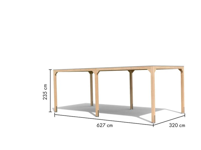 Karibu Pavillon Cubus im Set mit 1 Verlängerung, natur