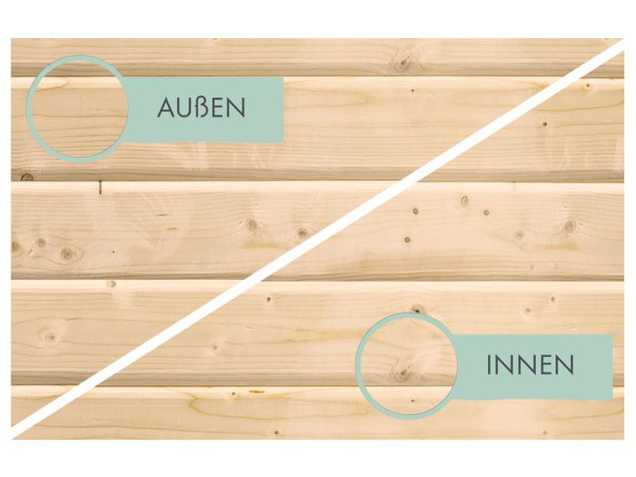 Karibu Pavillon Cubus im Set mit 1 Verlängerung, natur