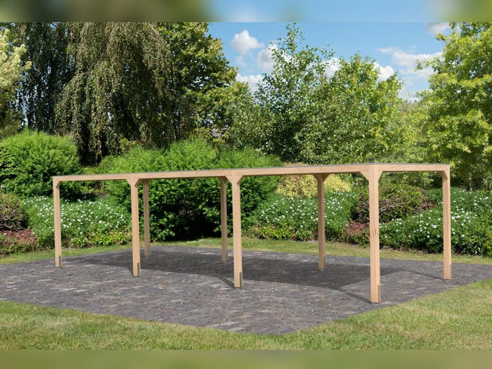 Karibu Pavillon Cubus im Set mit 2 Verlängerung, natur