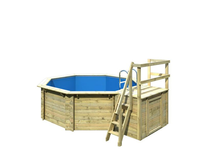 Karibu Pool Modell 1 Variante B, mit Terrasse im Set inkl. Filteranlage und Skimmer