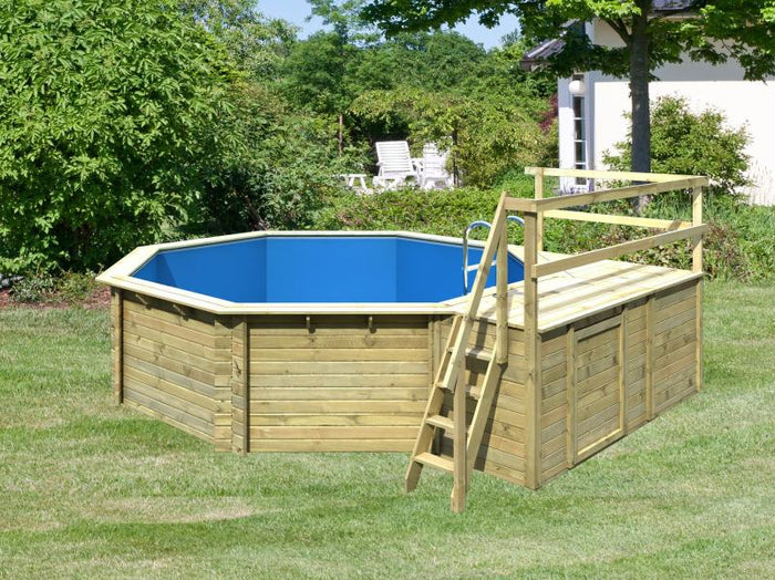 Karibu Pool Modell 2 Variante C, mit Terrasse im Set inkl. Filteranlage und Skimmer