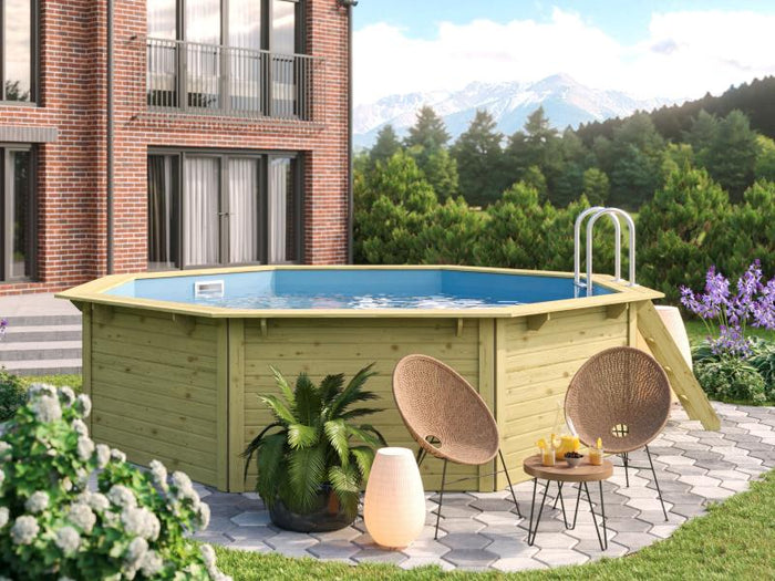 Karibu Pool Modell 2 X im Set mit Terrasse kdi - Folie Blau