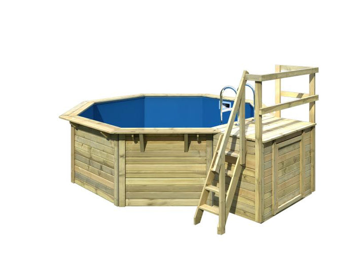 Karibu Pool Modell 2 X im Set mit Terrasse kdi - Folie Blau