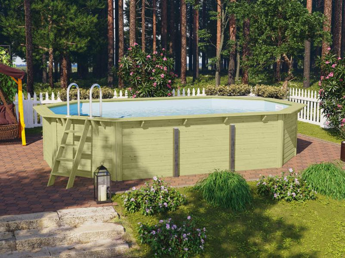 Karibu Pool Modell 4 X im Set mit Filteranlage groß und Skimmer, kdi - Folie Blau