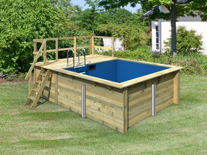 Karibu Rechteck Pool Größe 1 im Set inkl. Filterpaket / inkl. Terrasse 3,5 m