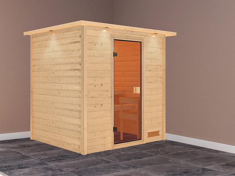 Karibu Sauna Adelina mit Dachkranz 38 mm