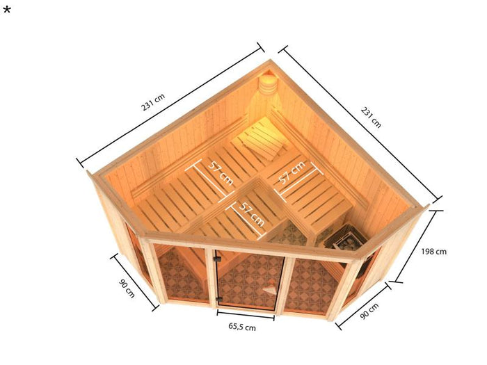 Karibu Sauna Alcinda ohne Ofen 68 mm
