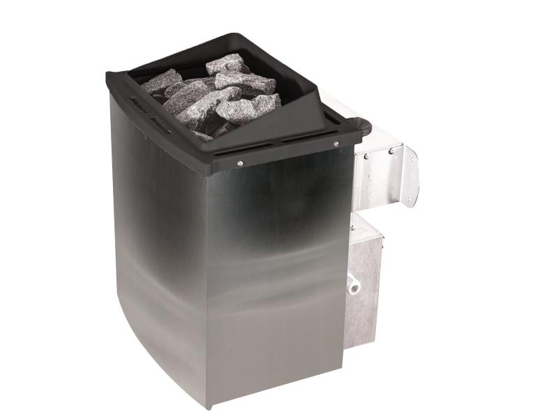 Karibu Sauna Antonia inkl. 9 kW Ofen integr. Steuerung mit klassischer Saunatür -mit Dachkranz-