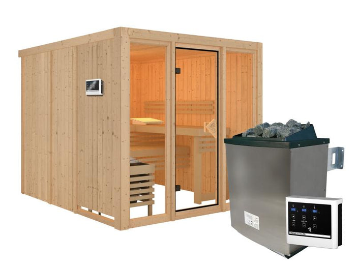 Karibu Sauna Askja 68 mm -9 kW Ofen ext. Strg