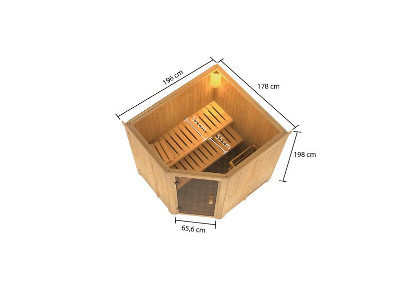 Karibu Sauna Bodo 68 mm inkl. 9 kW Bioofen ext. Steuerung
