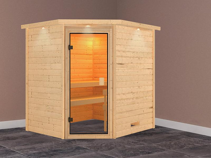 Karibu Sauna Elea mit Dachkranz 38 mm