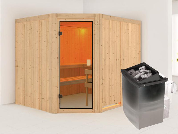 Karibu Sauna Horna 68 mm inkl. 9 kW Ofen integr. Strg