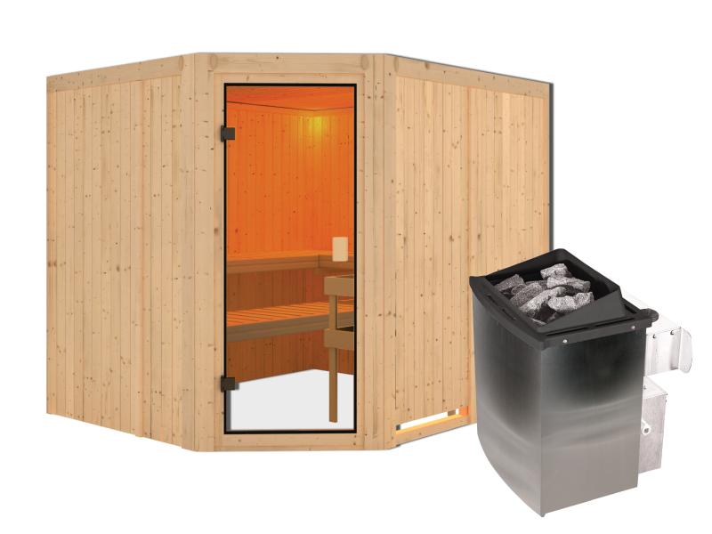 Karibu Sauna Horna 68 mm inkl. 9 kW Ofen integr. Strg
