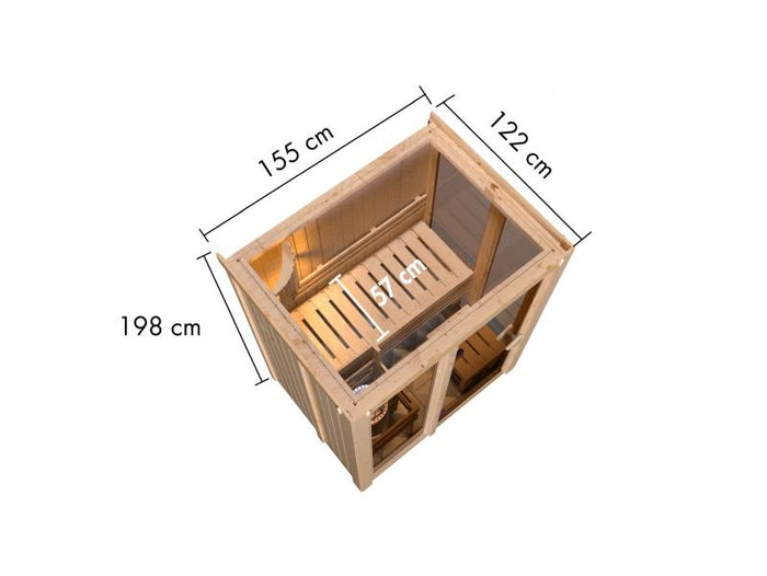 Karibu Sauna Irava 1 - inkl. 3,6 kW Ofen integr. Steuerung